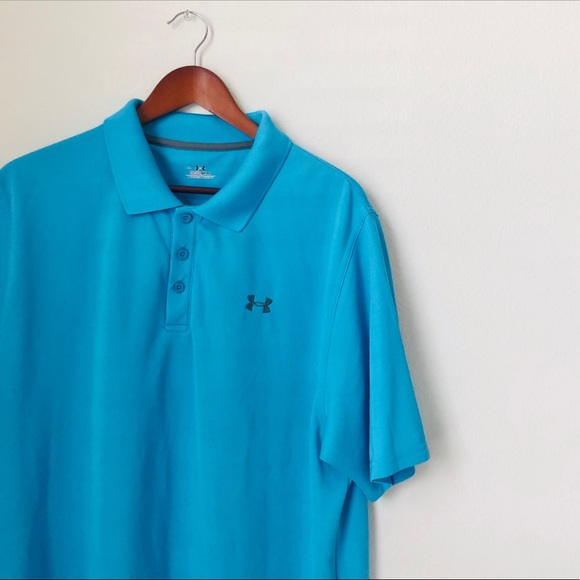 light blue under armour polo
